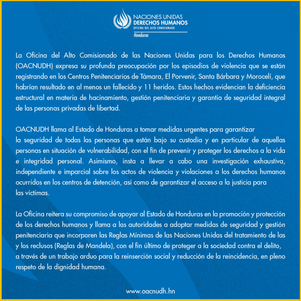9 de abril de 2023-La Oficina del Alto Comisionado de las Naciones Unidas para los Derechos Humanos (OACNUDH), expresa su profunda preocupación por los episodios
