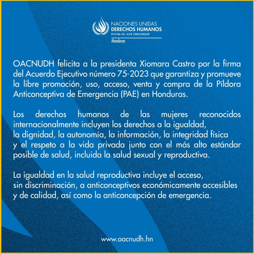 9 de marzo de 2023 - OACNUDH felicita a la presidenta Xiomara Castro por la firma del Acuerdo Ejecutivo número 75-2023 que garantiza...